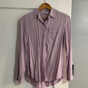 beachlunchlounge Women's Pink Polka Dot Button Down Shirt